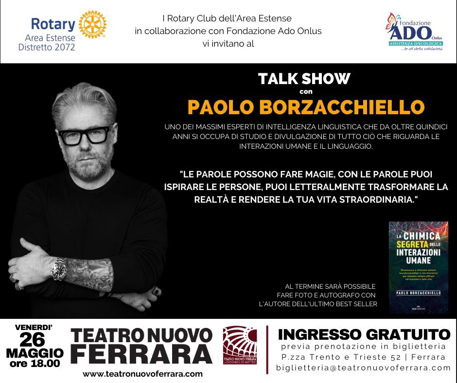 Paolo Borzachiello Talk Show – 26 maggio Teatro Nuovo Ferrara